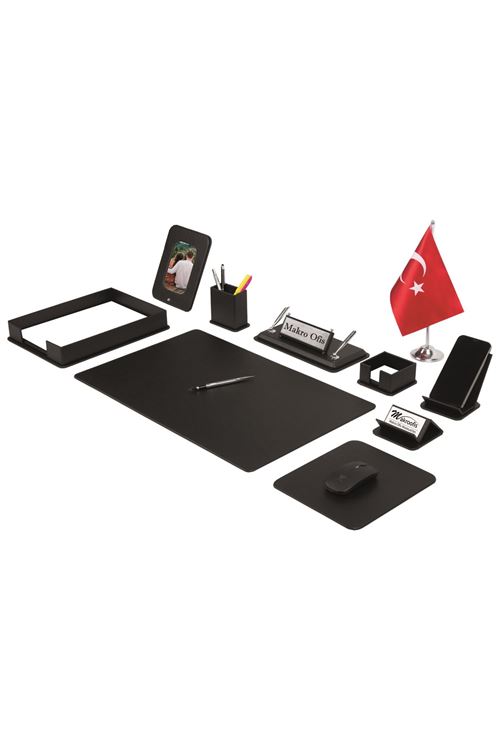 Dora Sümen Takımı 12 parça Siyah Masa Bayraklı  (Gümüş Aksesuarlı)