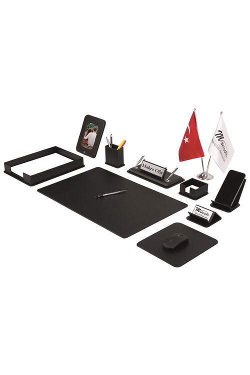 Dora Sümen Takımı 12 parça Siyah Full Set (Gümüş Aksesuarlı)