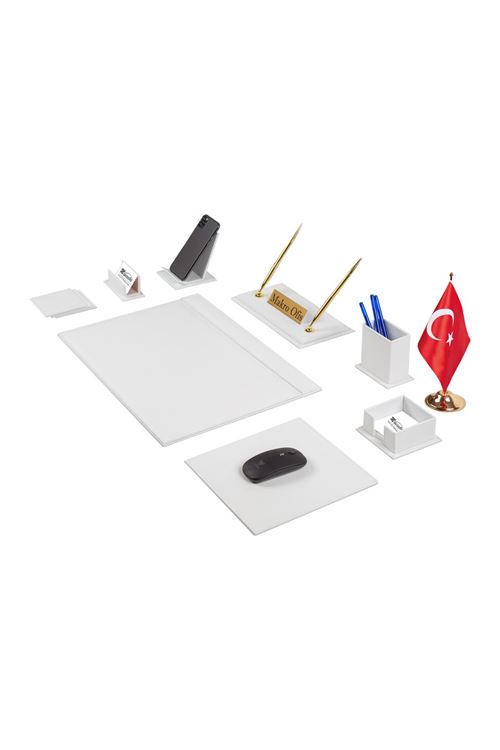 G101 Deri Sümen Takımı 11 Parça Beyaz Full Set