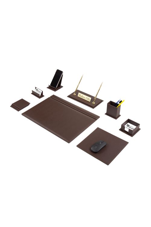 G101 Deri Sümen Takımı 10 Parça Kahve