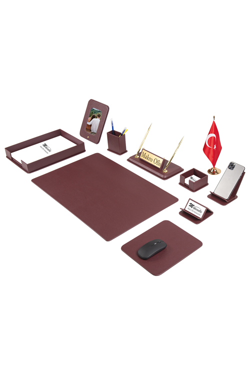 Dora Sümen Takımı 12 parça Bordo Masa Bayraklı