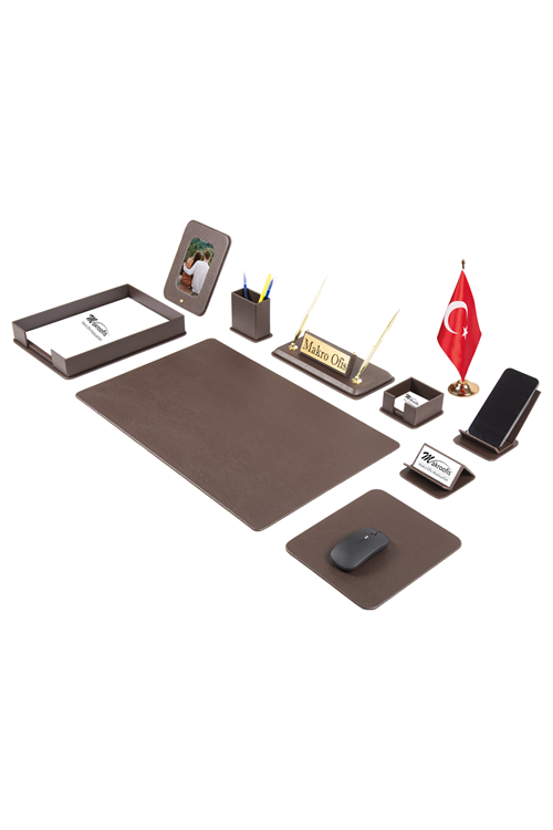 Dora Sümen Takımı 12 parça Kahverengi Masa Bayraklı