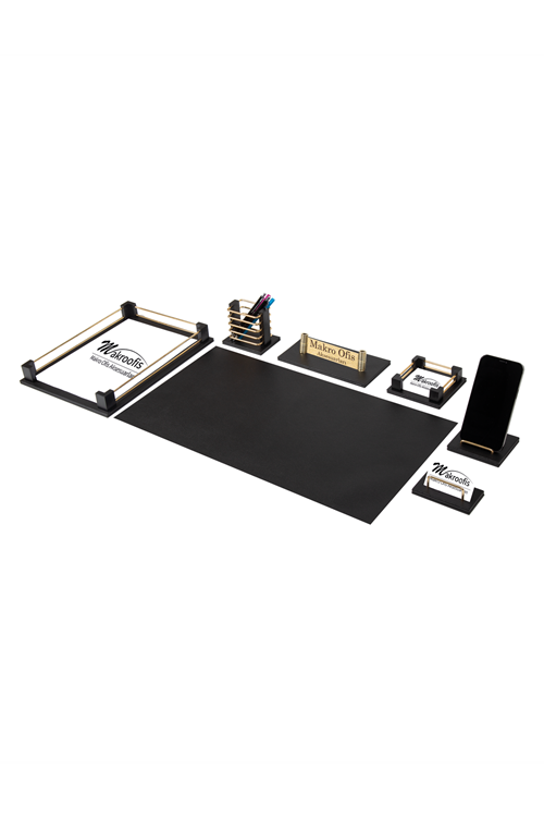 Eko 501 Deri Sümen Takımı 7 Parça  Siyah Gold Aksesuar