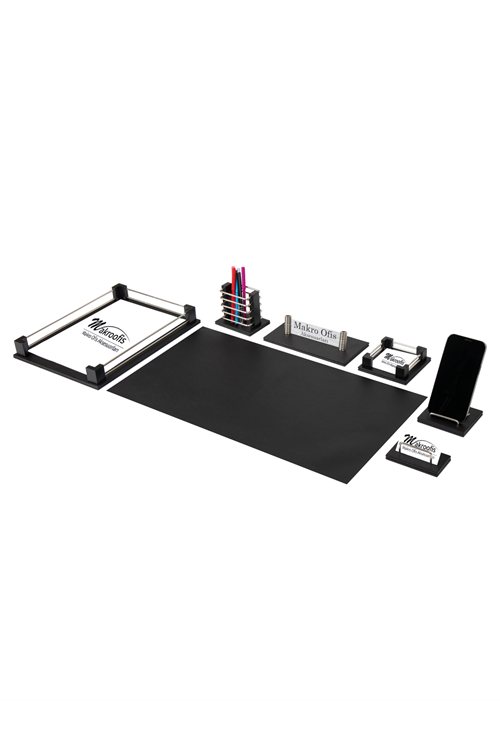 Eko 501 Deri Sümen Takımı 7 Parça  Siyah Gümüş Aksesuar