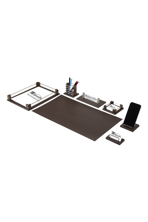 Eko 501 Deri Sümen Takımı 7 Parça  Kahve Gümüş Aksesuar