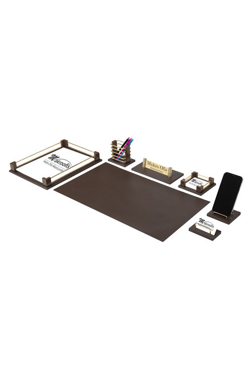 Eko 501 Deri Sümen Takımı 7 Parça  Kahve Gold Aksesuar