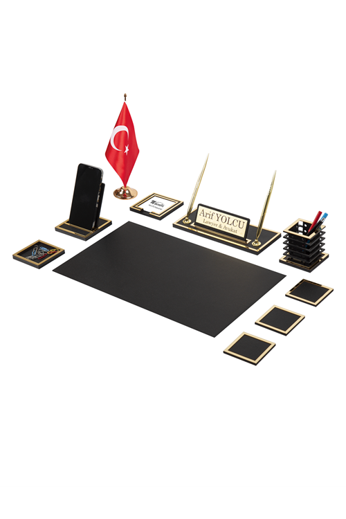 Asel Gold Sümen Takımı 11 Parça Siyah Full Set