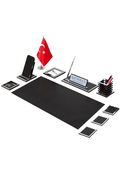 Asel Silver Sümen Takımı 10 Parça Siyah Full Set 